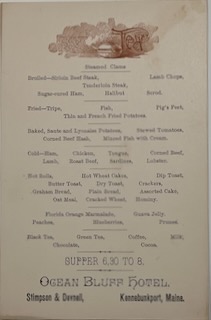 Ocean Bluff Hotel Tea Menu