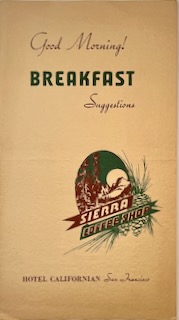 Hotel Californian Menu