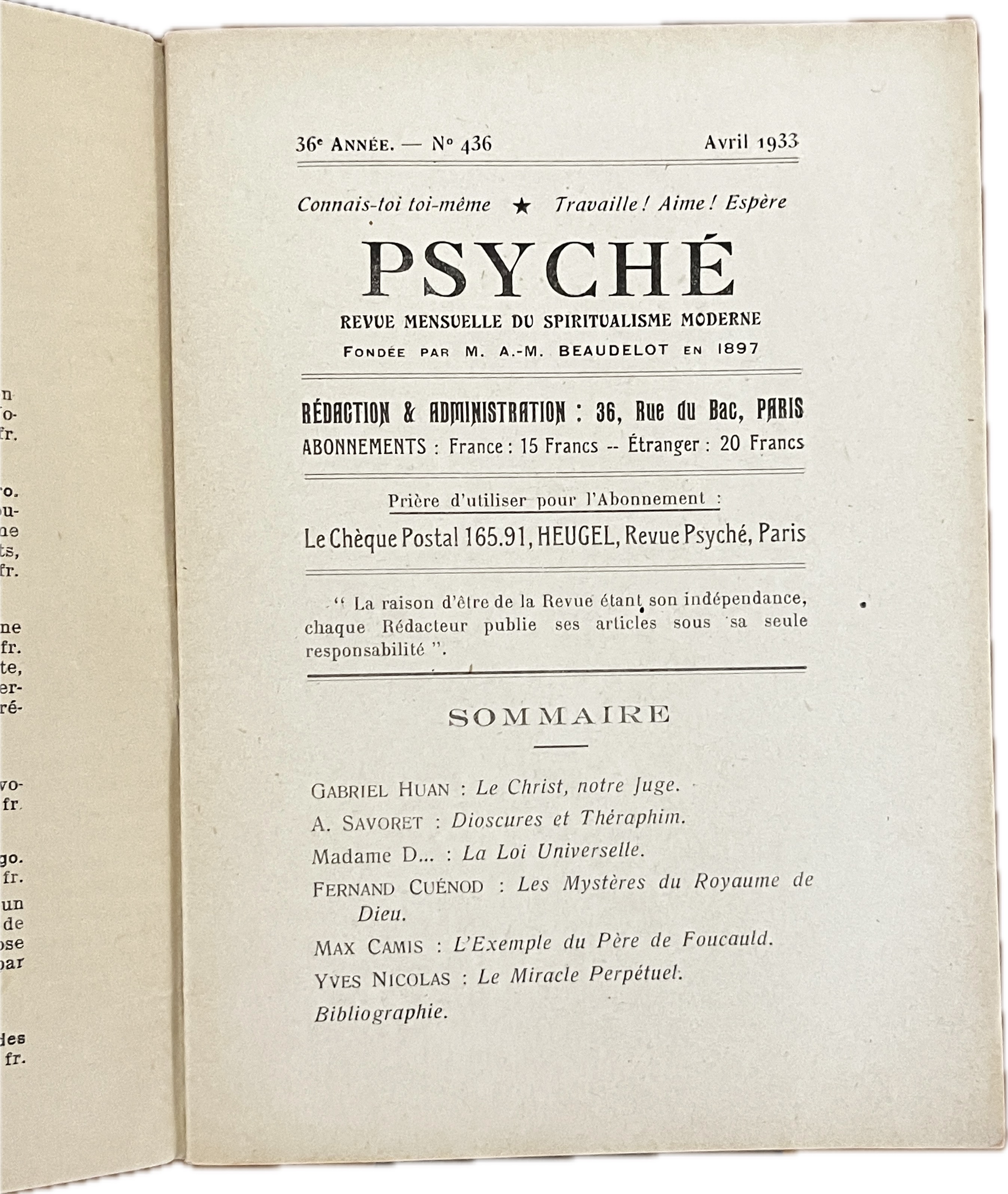 Psych : Revue Mensuelle Du Spiritualisme Moderne