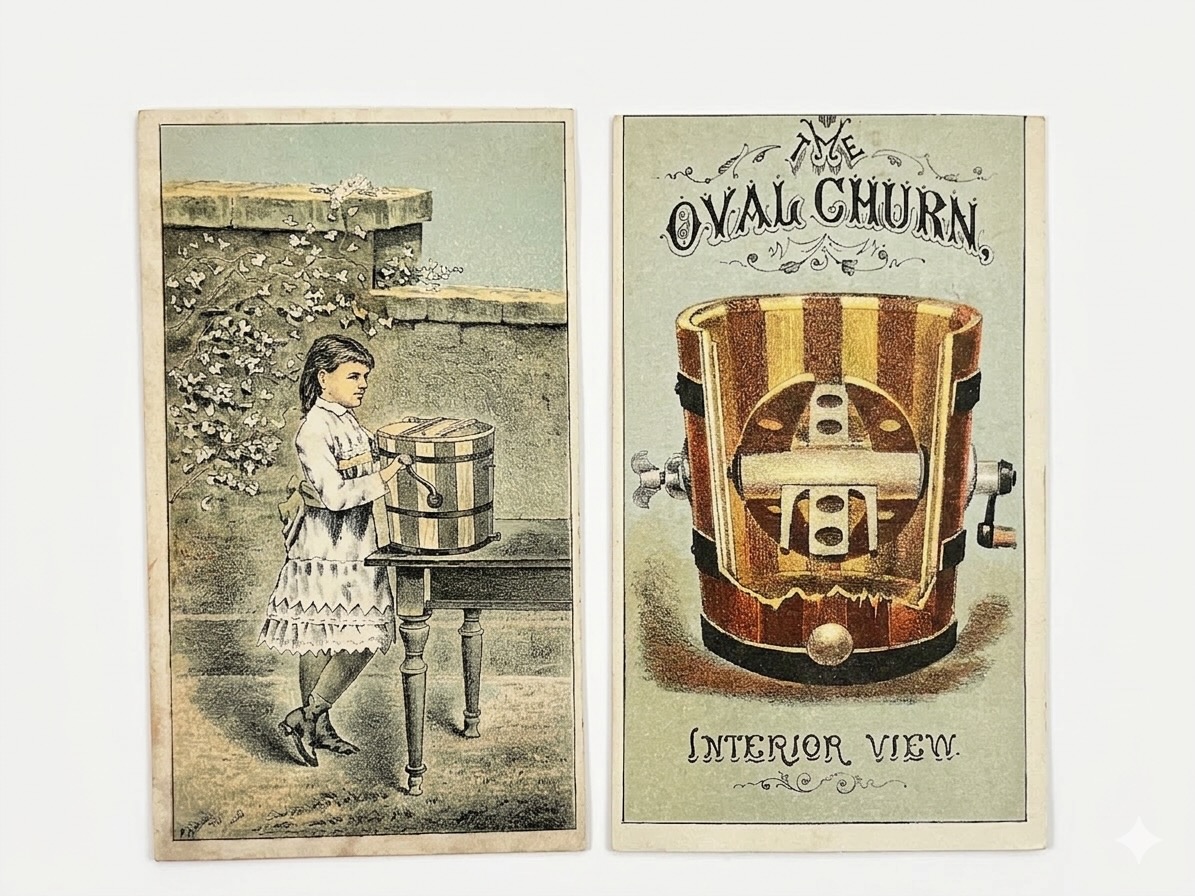 The Oval Churn: Two Part Victorian Trade Card