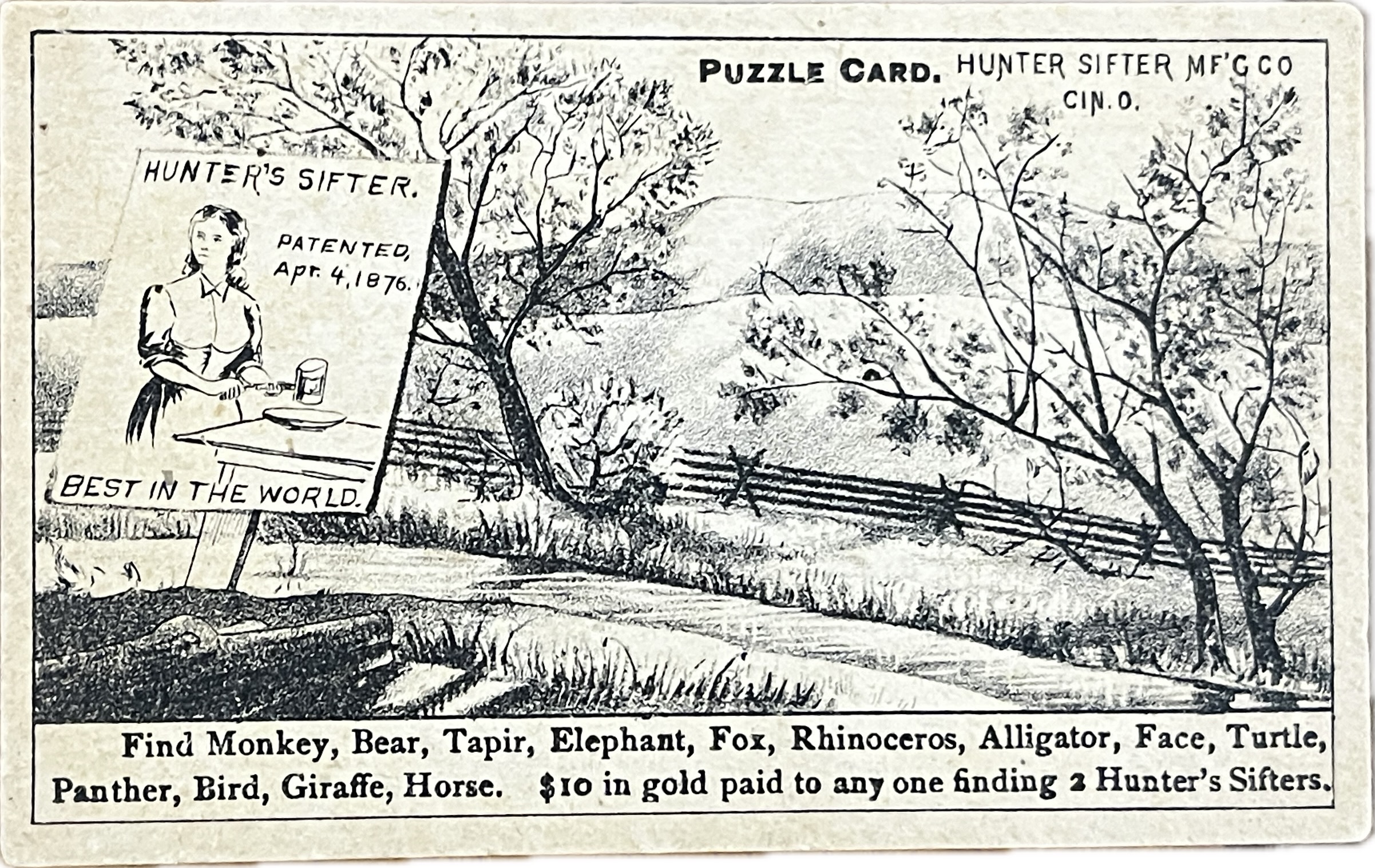 Hidden Puzzle Victorian Trade Card