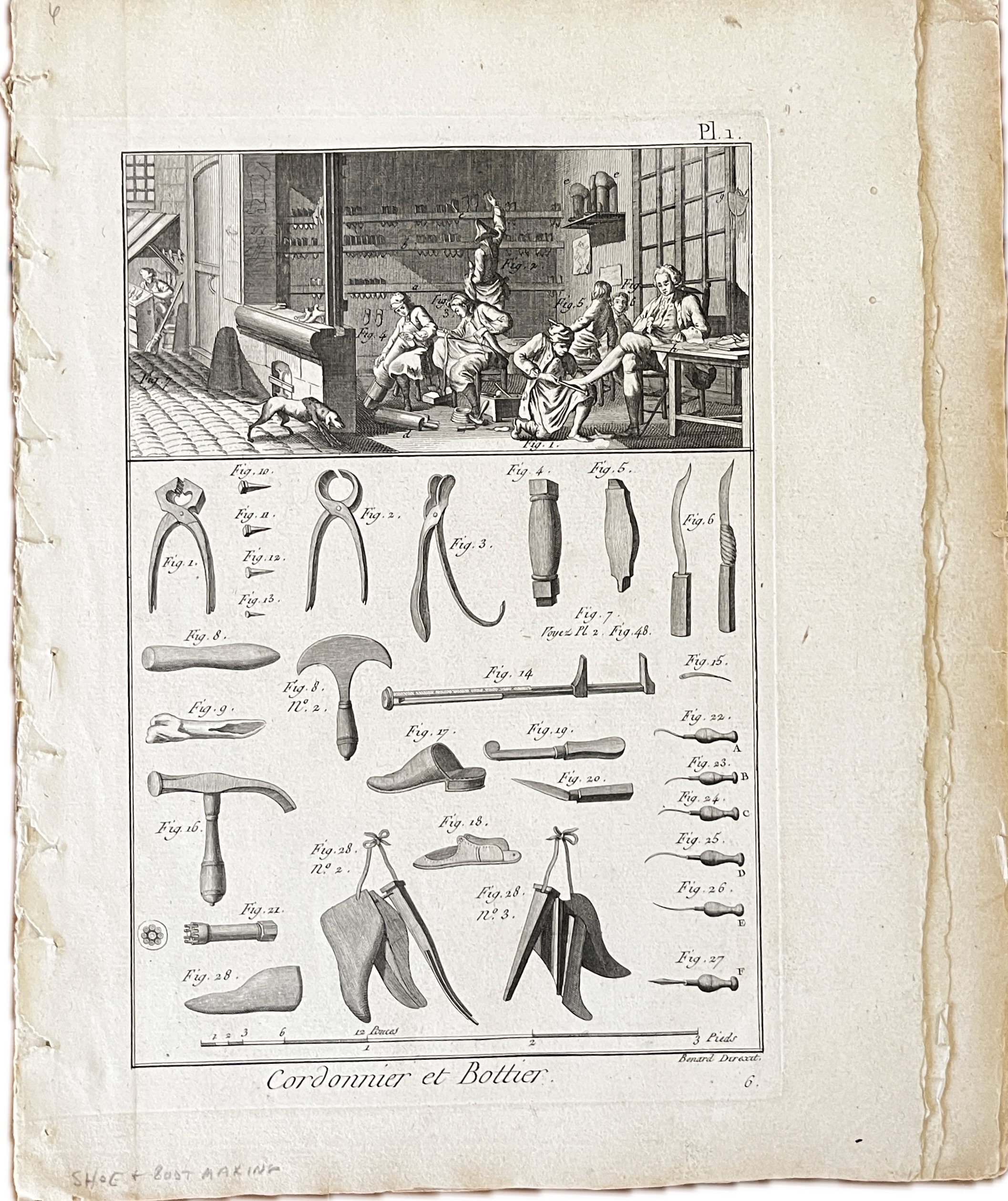 Engravings of Shoes and Shoemaking Tools 1790