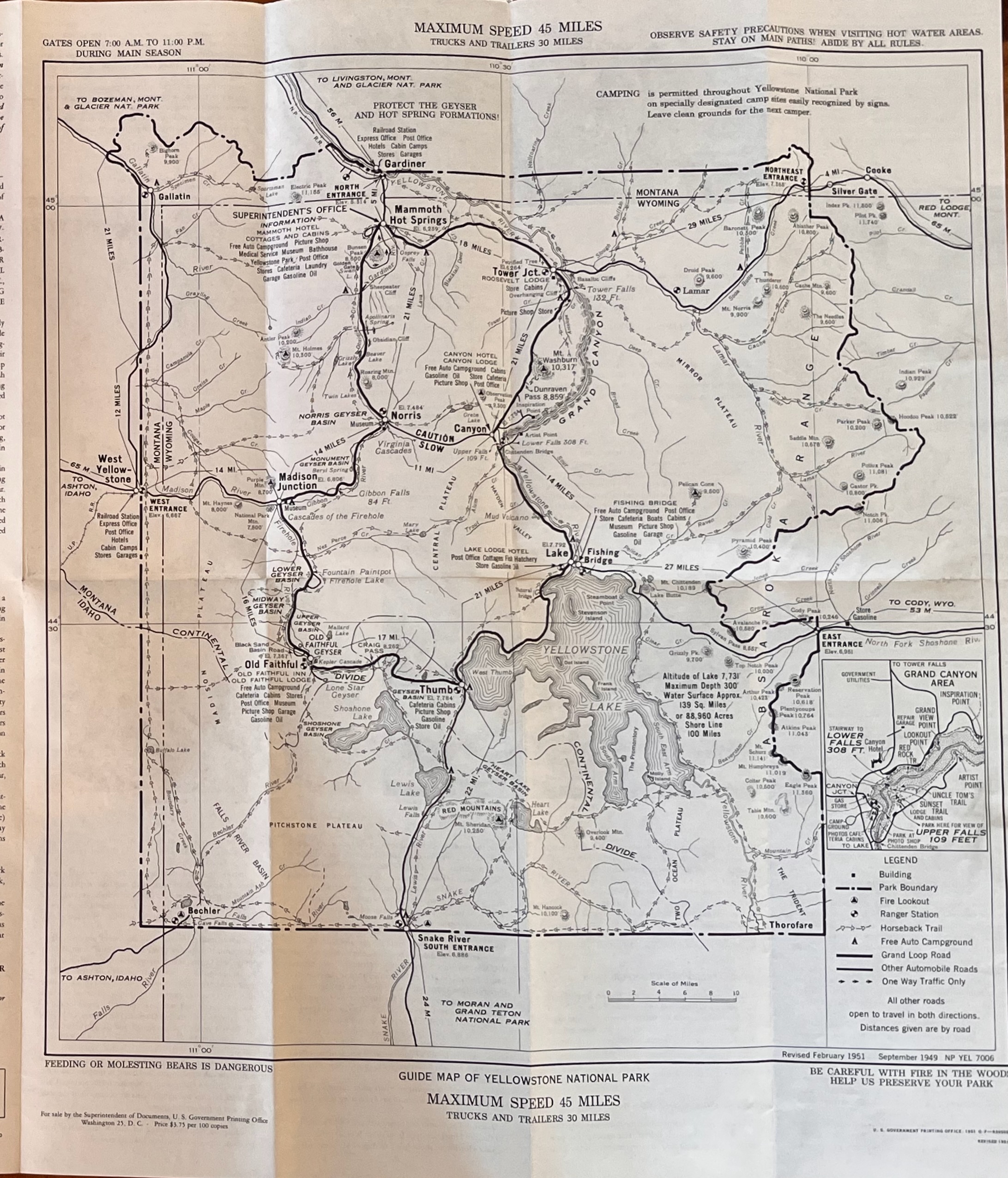 Yellowstone National Park Brochure and Map