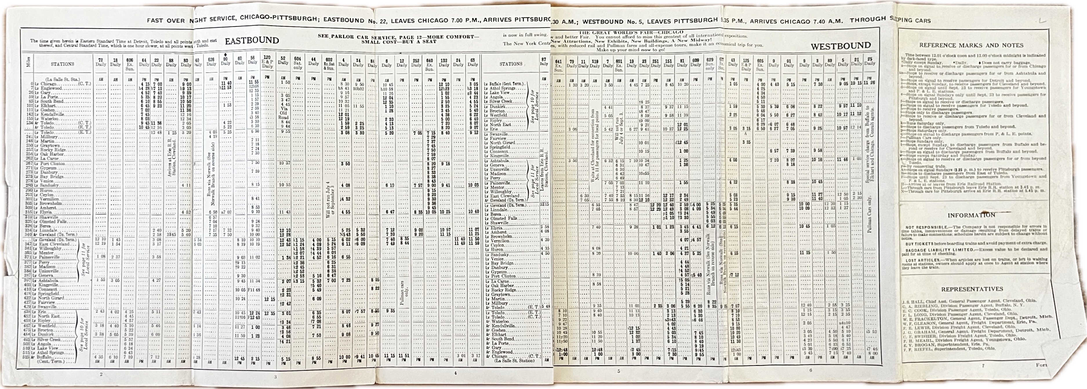 New York Central: Erie Franklin and Cleveland Divisions Time Table