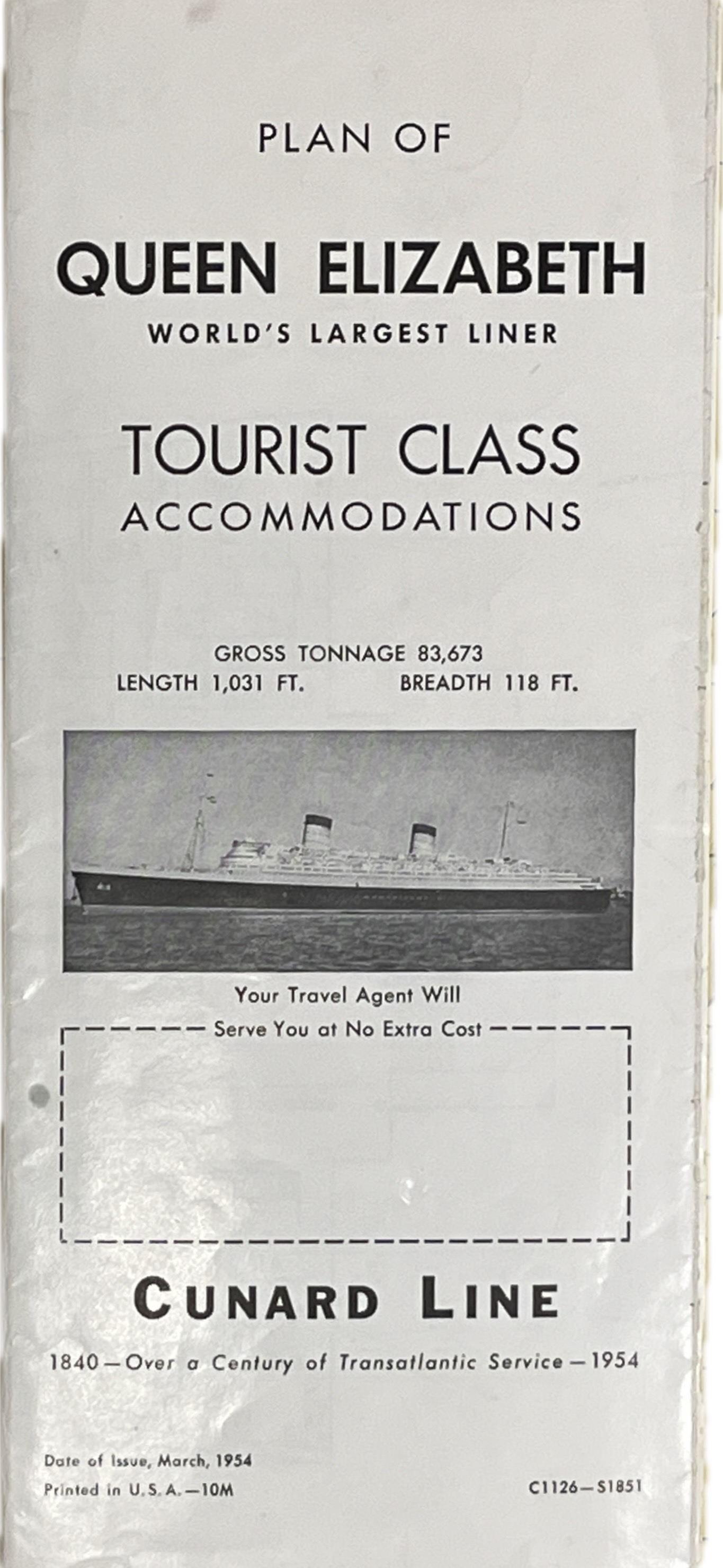 Deck Plans of the Queen Elizabeth Tourist Class Brochure