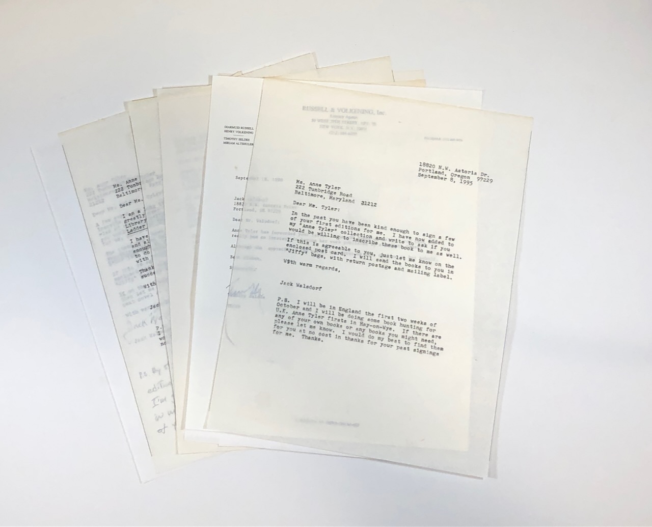 Image for Anne Tyler Correspondence