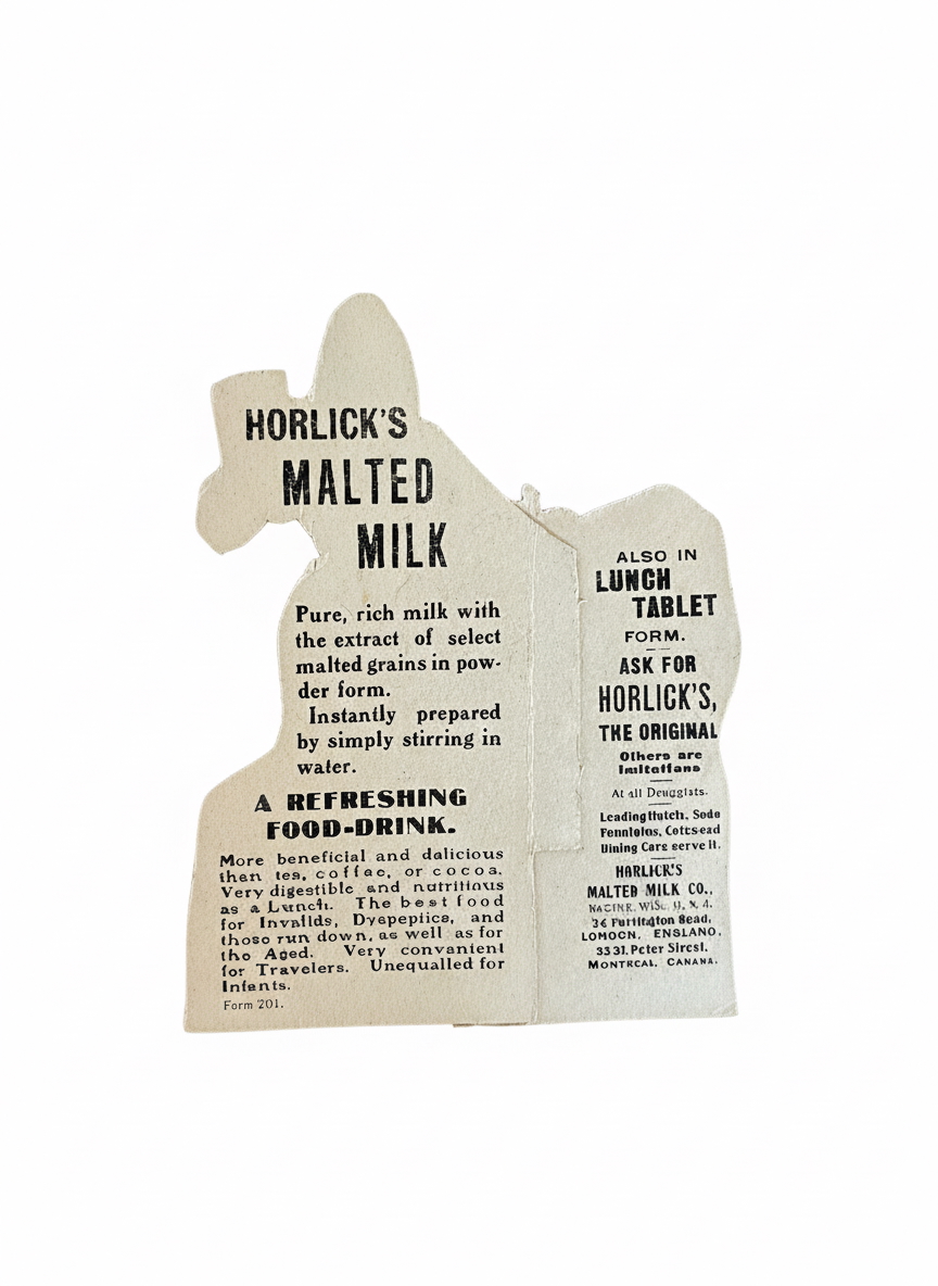 Horlick's Malted Milk Die-Cut Trade Card