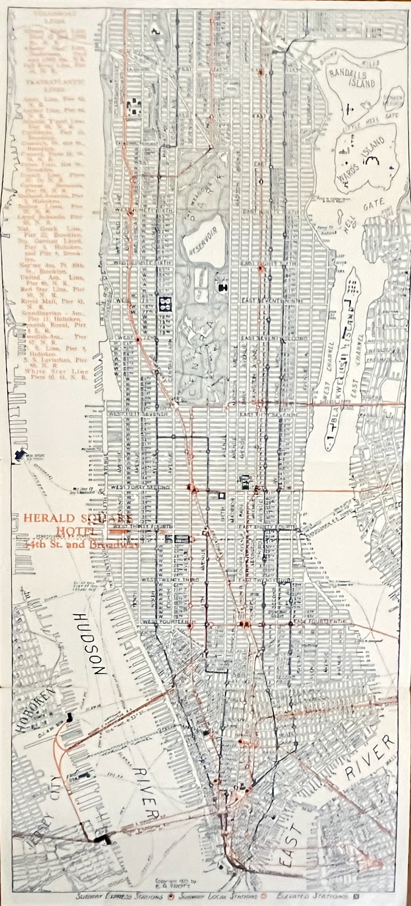 Map of New York from Hotel Herald Square