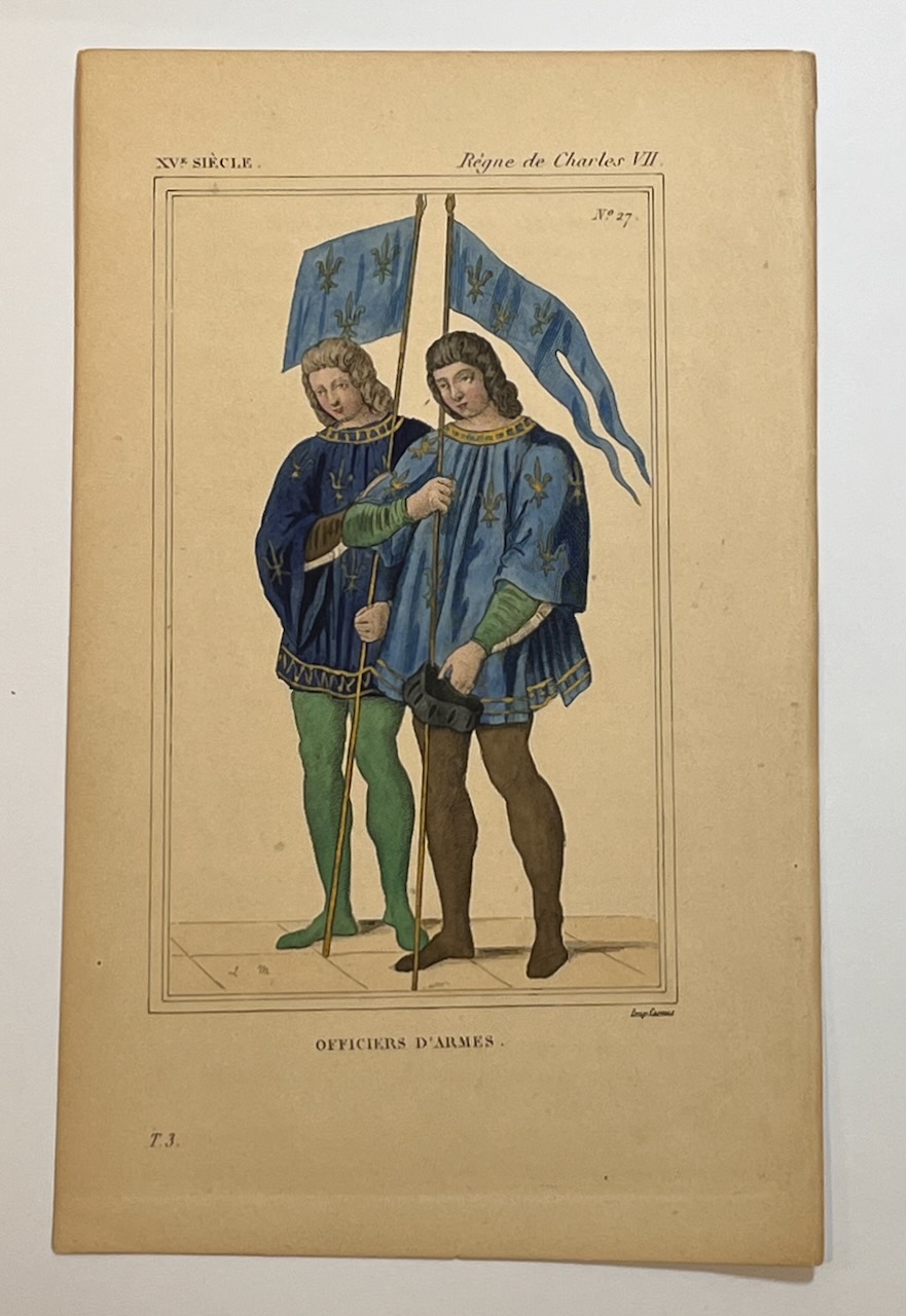 Hand Colored Engraving of Men at Arms[Armes]