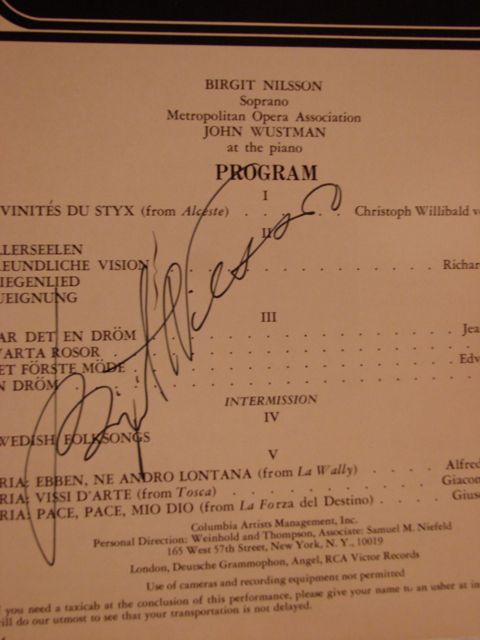 Image for Birgit Nilsson Autographed Program